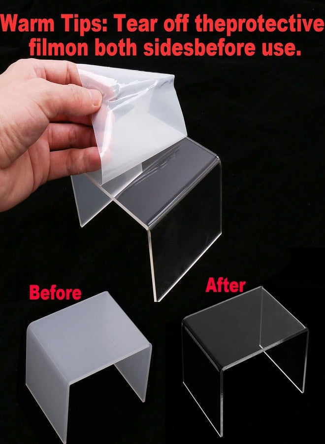 Ouskr Acrylic Risers for Display, 6 Pcs Acrylic Display Riser, Clear Display Stands for Shelf Dessert Cupcake Candy Food Tabletop Collectibles Product Bar Action Figure Jewelry Showcase (3- 4- 5 IN) - Image 2